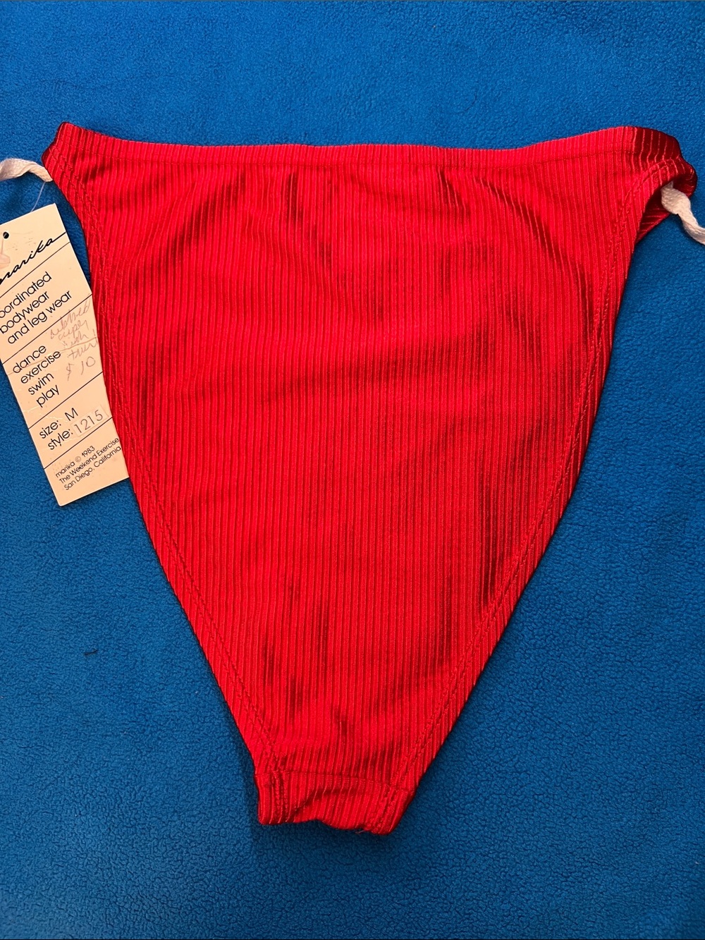 Marika M 80s Ribbed Shiny Spandex High Cut Half-Leotard NWT - Picture 3 of 12